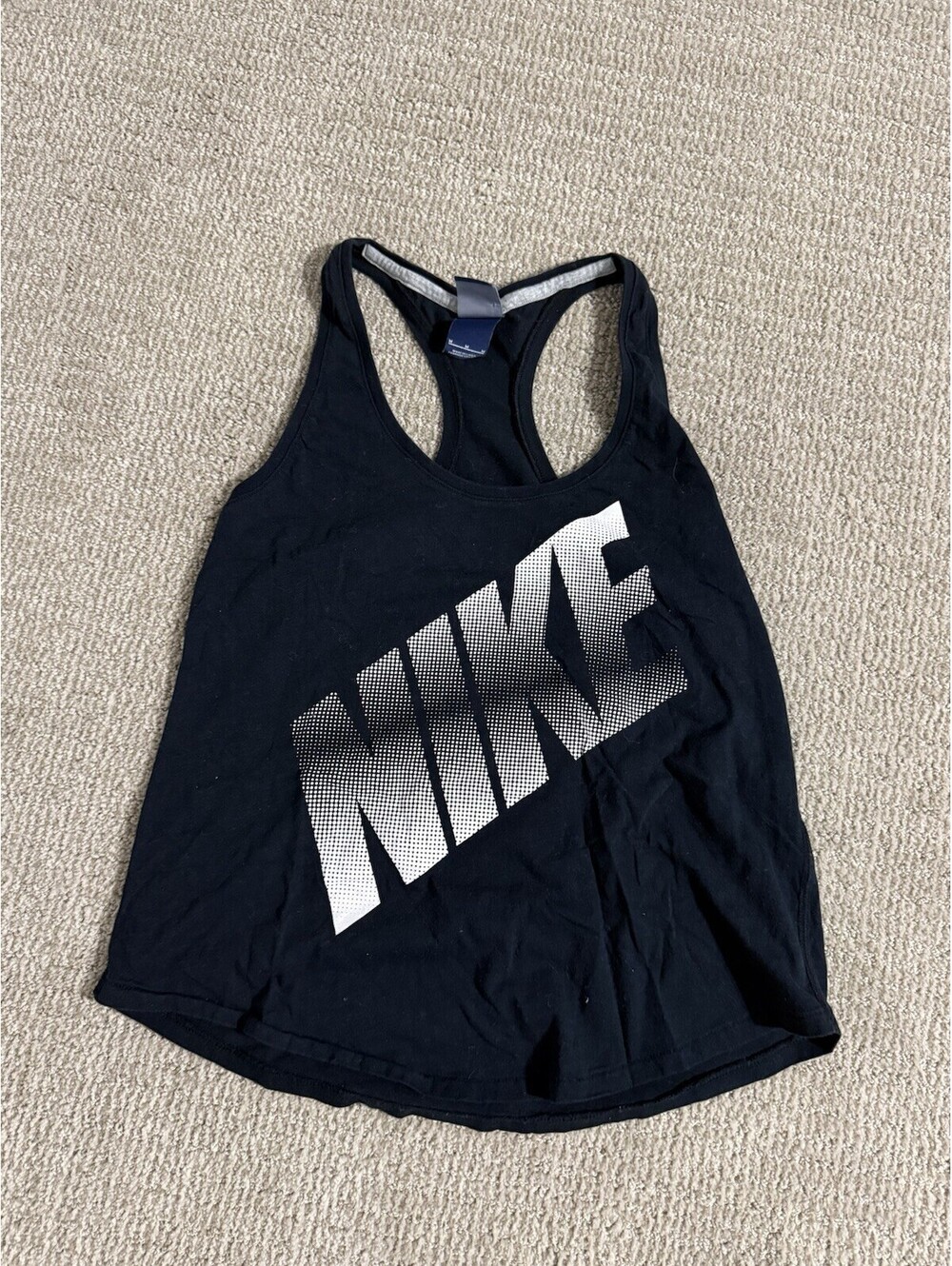 Nike Women's Black Graphic Tank Top Big Spellout Logo Racerback Size Medium - Picture 4 of 7